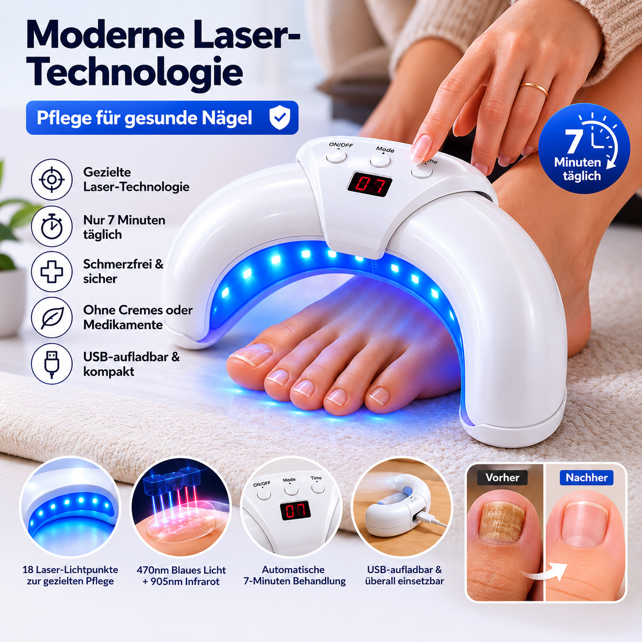 Kosmetisches Nagel-Laser-Pflegesystem – Für gepflegte & vitale Nägel